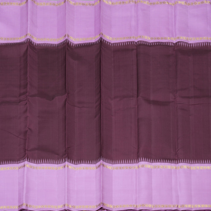 Hayagrivas Handloom Kanjivaram Silk Saree in Sophisticated Dark Brown KBD1837B15-1