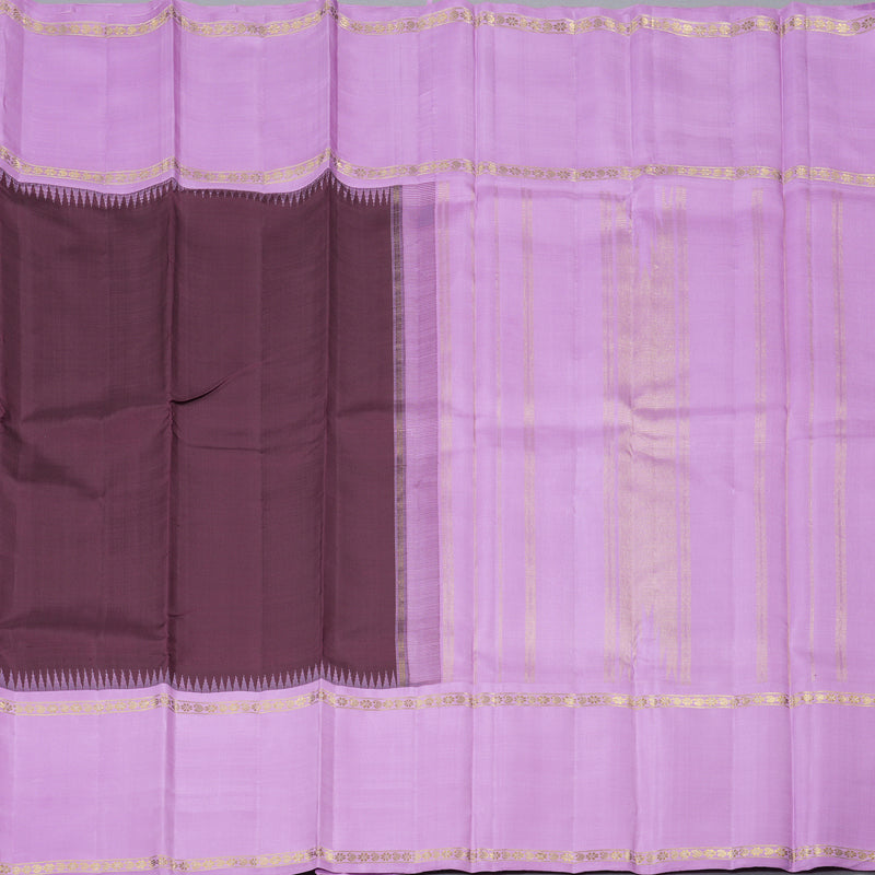 Hayagrivas Handloom Kanjivaram Silk Saree in Sophisticated Dark Brown KBD1837B15-1