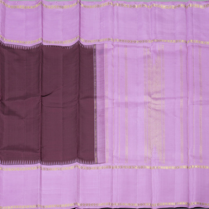 Hayagrivas Handloom Kanjivaram Silk Saree in Sophisticated Dark Brown KBD1837B15-1