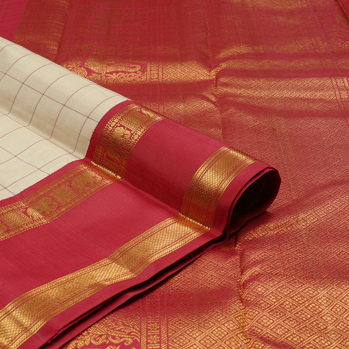 Hayagrivas Sandal Handloom Kanjivaram Silk Saree with Maroon Border KBD1837B24-1