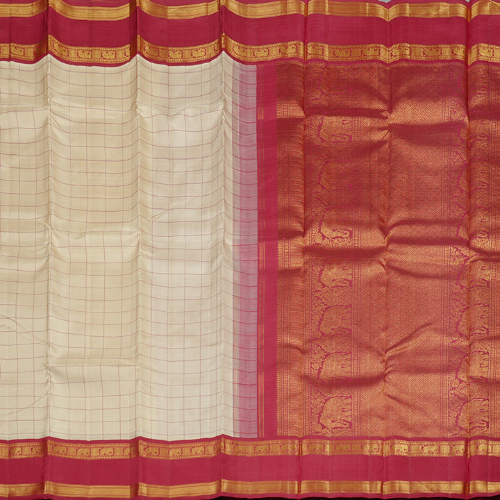 Hayagrivas Sandal Handloom Kanjivaram Silk Saree with Maroon Border KBD1837B24-1