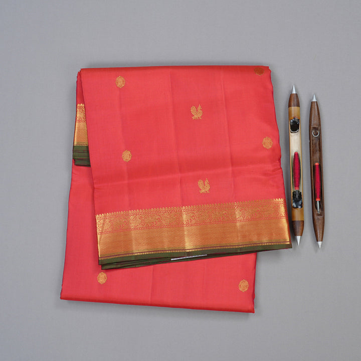 Hayagrivas Red Handloom Kanjivaram Ten Yards Silk Saree KBD1840B4-2