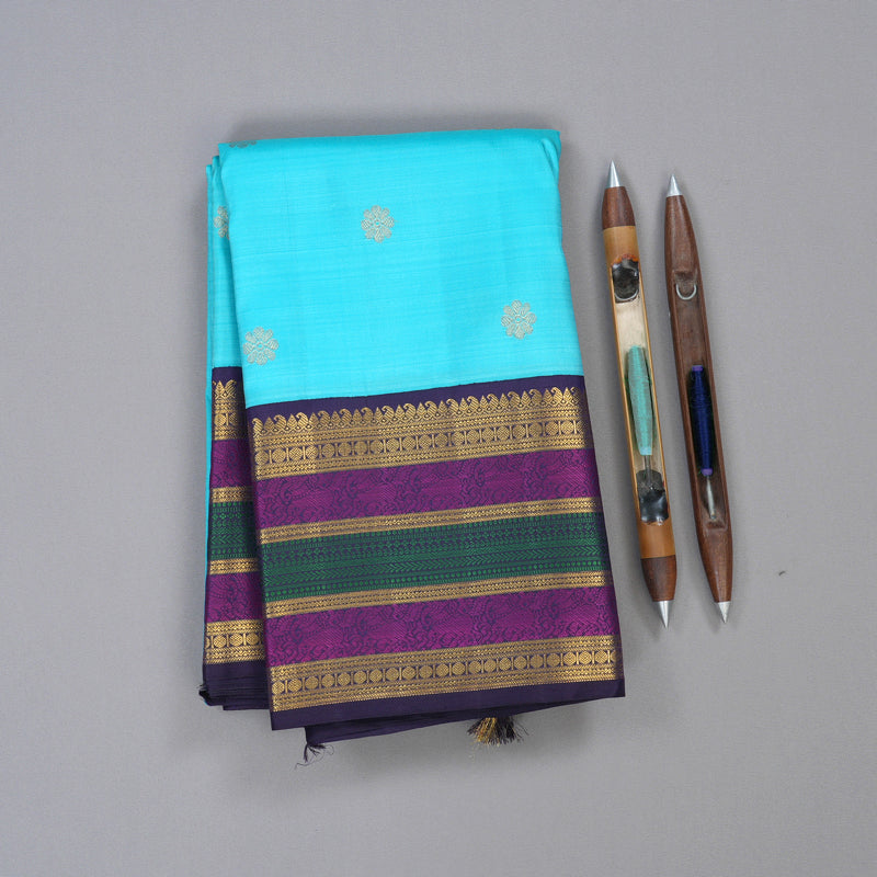 Hayagrivas Handloom Kanjivaram Silk Saree in Tranquil Sky Blue KBD1842B2-1