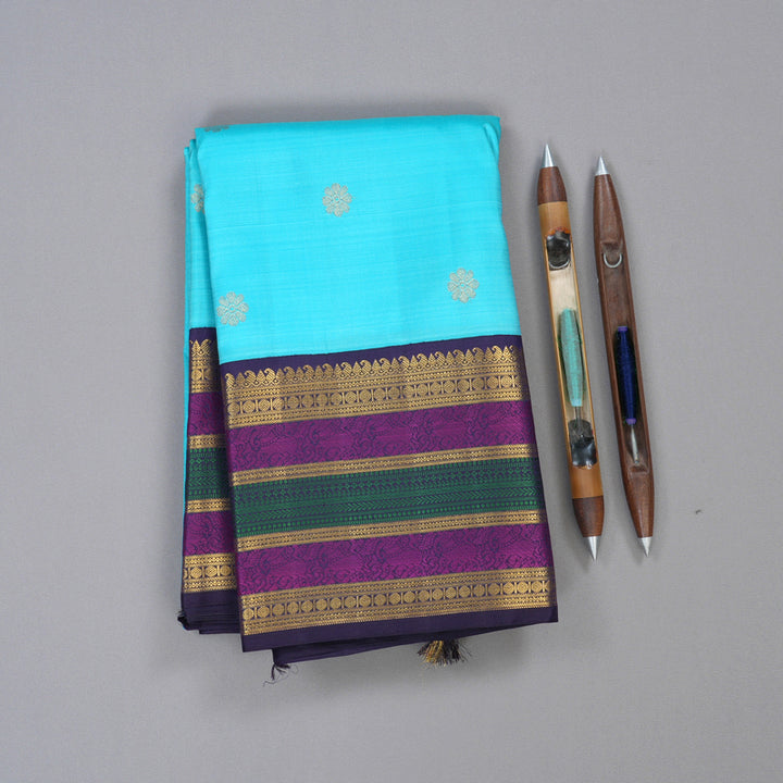 Hayagrivas Handloom Kanjivaram Silk Saree in Tranquil Sky Blue KBD1842B2-1