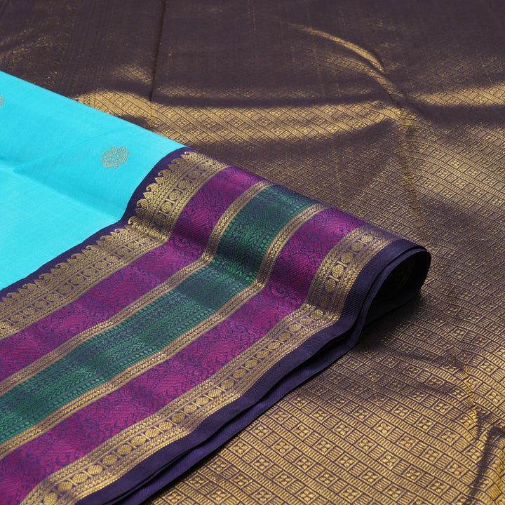Hayagrivas Handloom Kanjivaram Silk Saree in Tranquil Sky Blue KBD1842B2-1