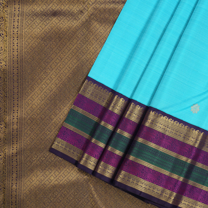 Hayagrivas Handloom Kanjivaram Silk Saree in Tranquil Sky Blue KBD1842B2-1