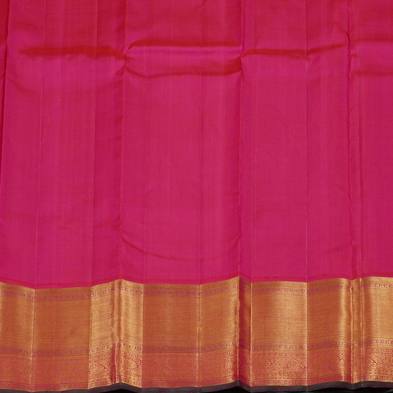 Hayagrivas Peacock Blue Handloom Kanjivaram Silk Saree with Reddish Pink Border KBD1842B3-1
