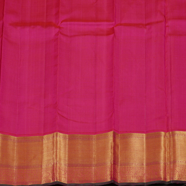 Hayagrivas Peacock Blue Handloom Kanjivaram Silk Saree with Reddish Pink Border KBD1842B3-1