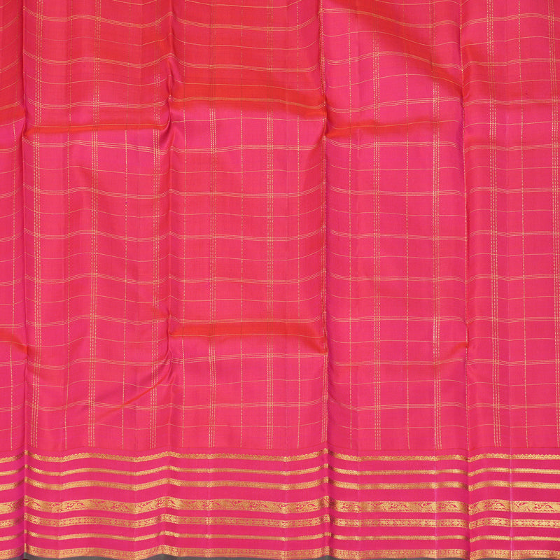 Hayagrivas Multi Colour Handloom Kanjivaram Silk Saree with Reddish Pink Border KBD1845B3-1