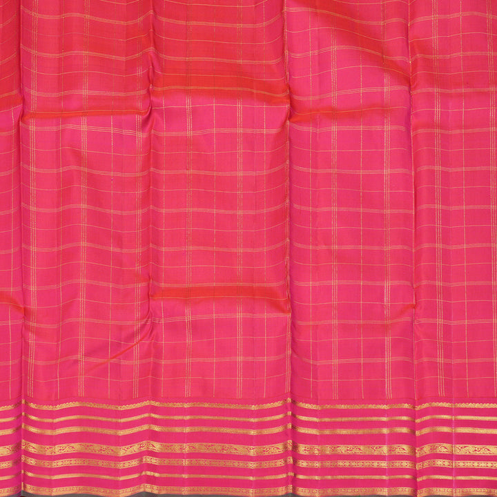Hayagrivas Multi Colour Handloom Kanjivaram Silk Saree with Reddish Pink Border KBD1845B3-1