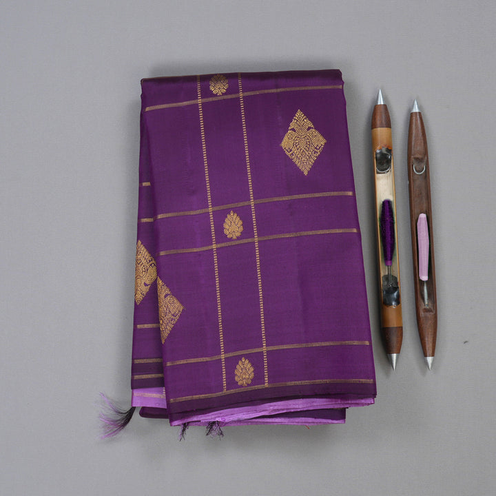 Hayagrivas Handloom Kanjivaram Silk Saree in Luxurious Purple KBD1846B3-4