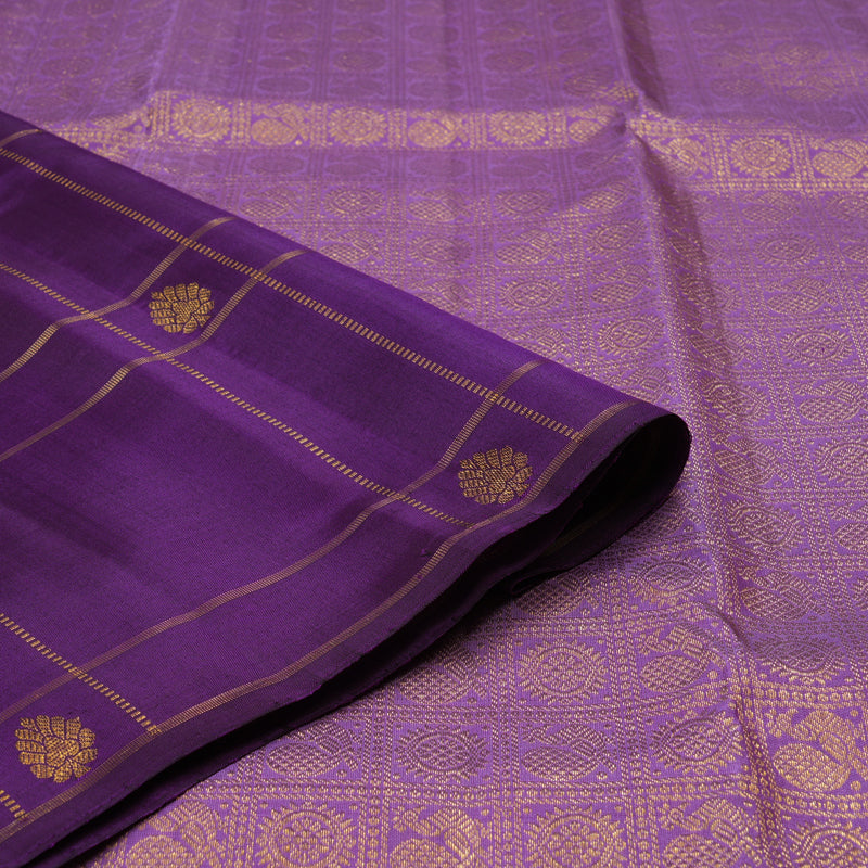 Hayagrivas Handloom Kanjivaram Silk Saree in Luxurious Purple KBD1846B3-4