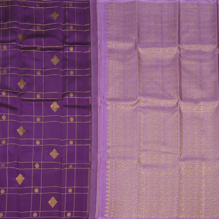 Hayagrivas Handloom Kanjivaram Silk Saree in Luxurious Purple KBD1846B3-4