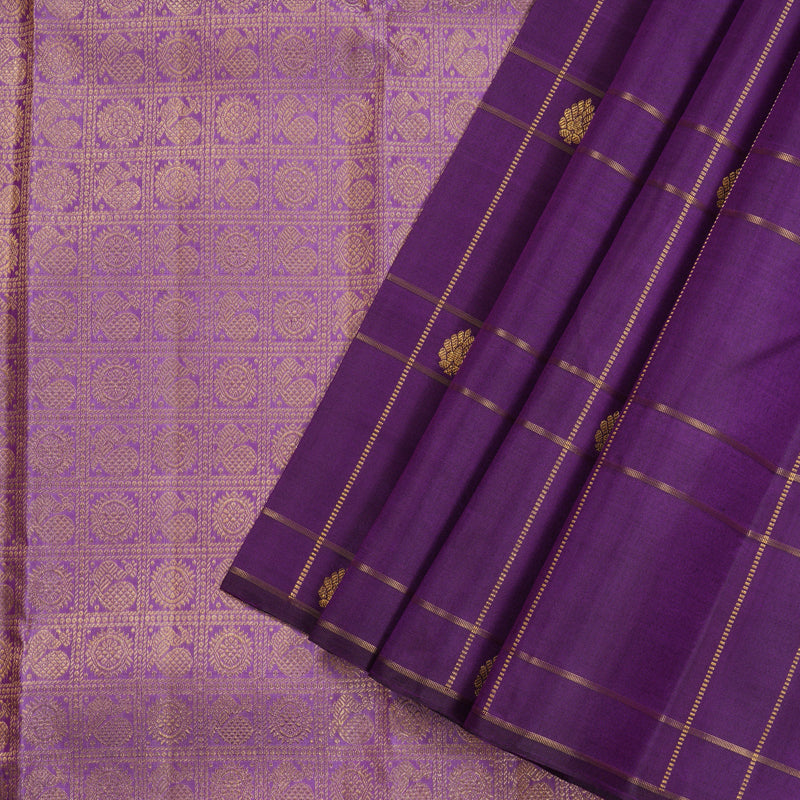 Hayagrivas Handloom Kanjivaram Silk Saree in Luxurious Purple KBD1846B3-4