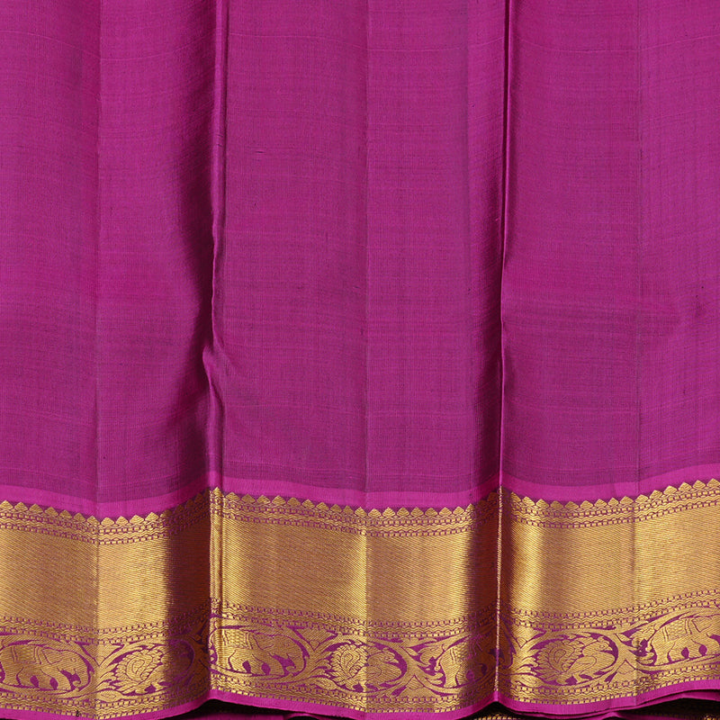 Hayagrivas Bottle Green Handloom Kanjivaram Silk Saree with Purple Border KBD1846B5-2