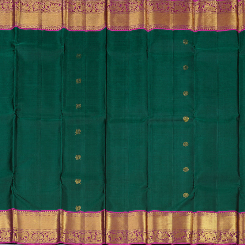 Hayagrivas Bottle Green Handloom Kanjivaram Silk Saree with Purple Border KBD1846B5-2