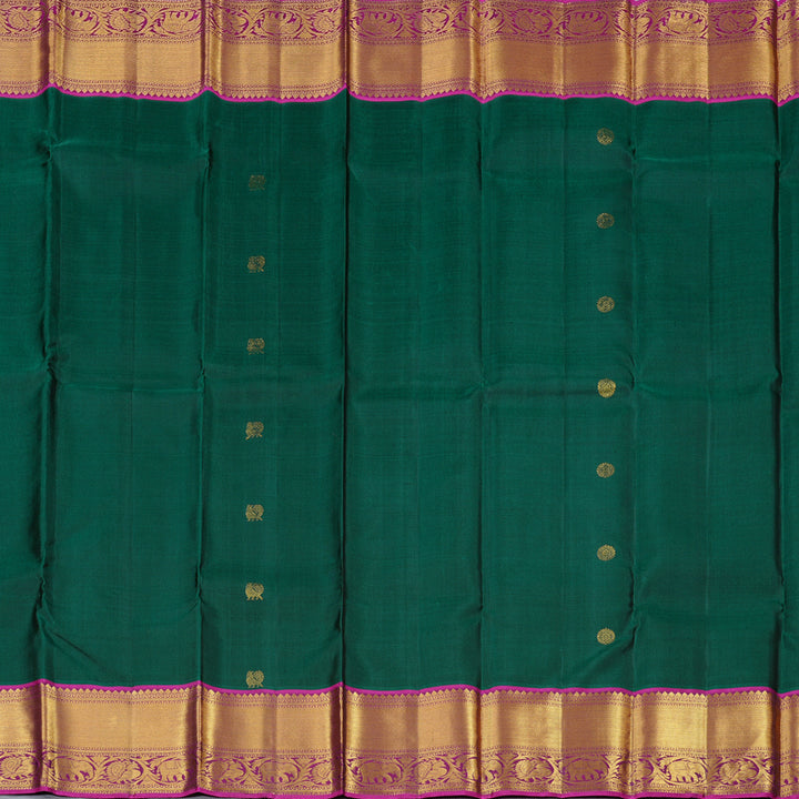 Hayagrivas Bottle Green Handloom Kanjivaram Silk Saree with Purple Border KBD1846B5-2