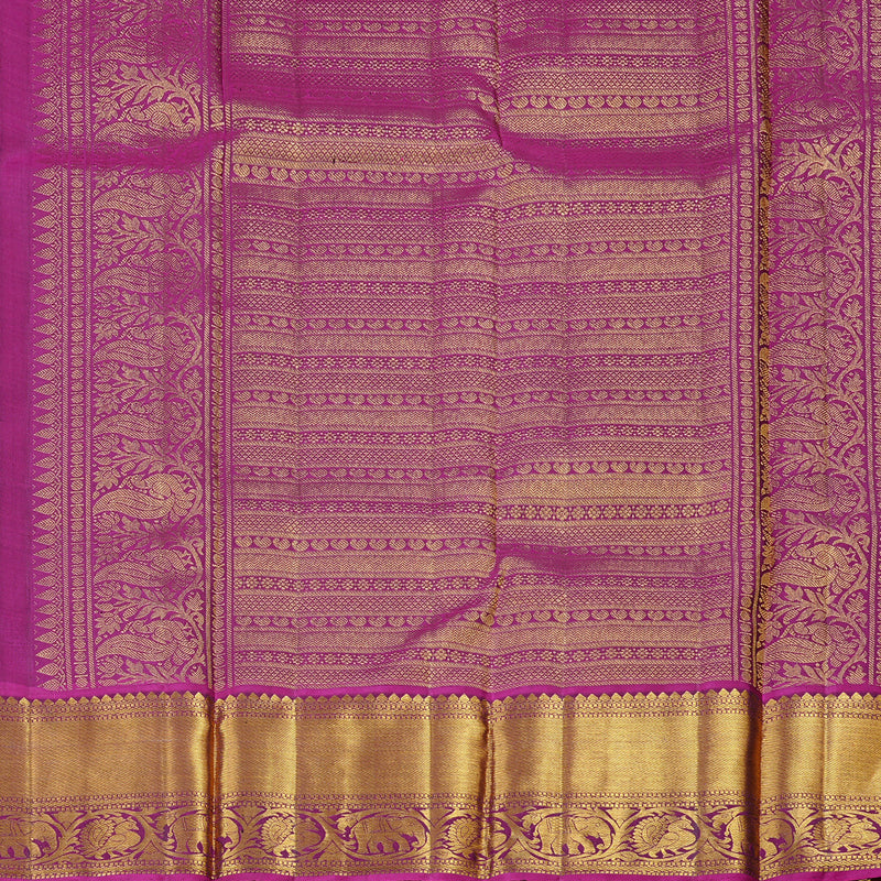 Hayagrivas Bottle Green Handloom Kanjivaram Silk Saree with Purple Border KBD1846B5-2