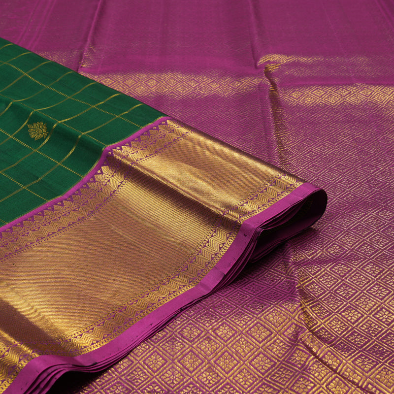 Hayagrivas Handloom Pure Kanjivaram Silk Saree in Stylish Bottle Green KBD1846B6-5
