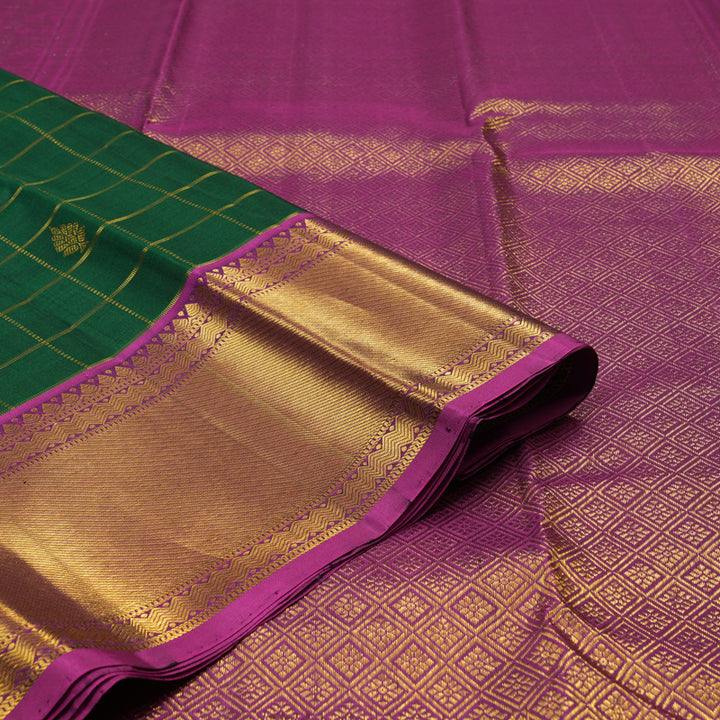 Hayagrivas Handloom Pure Kanjivaram Silk Saree in Stylish Bottle Green KBD1846B6-5