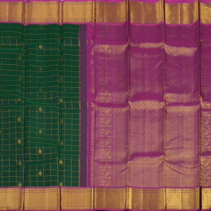 Hayagrivas Handloom Pure Kanjivaram Silk Saree in Stylish Bottle Green KBD1846B6-5