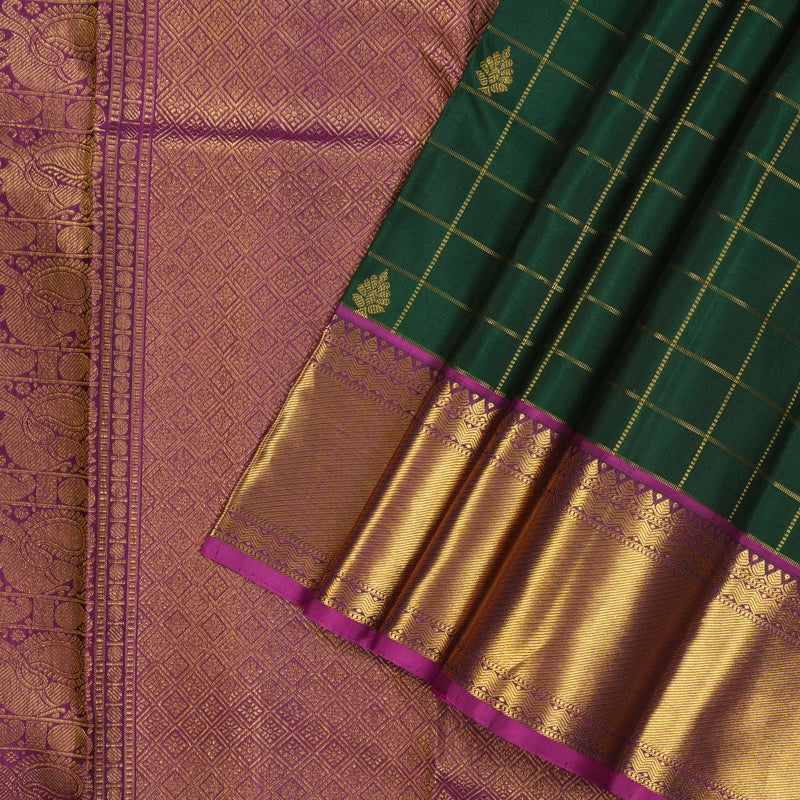 Hayagrivas Handloom Pure Kanjivaram Silk Saree in Stylish Bottle Green KBD1846B6-5