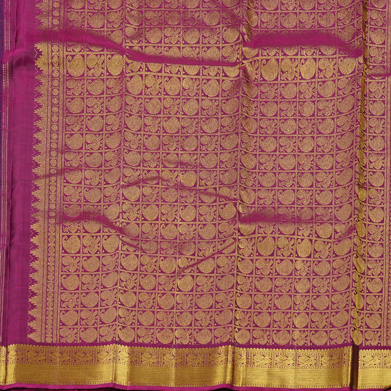 Hayagrivas Dark Blue Handloom Kanjivaram Silk Saree with Purple Border KBD1846B7-2