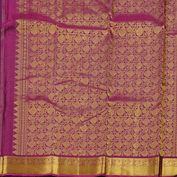 Hayagrivas Dark Blue Handloom Kanjivaram Silk Saree with Purple Border KBD1846B7-2