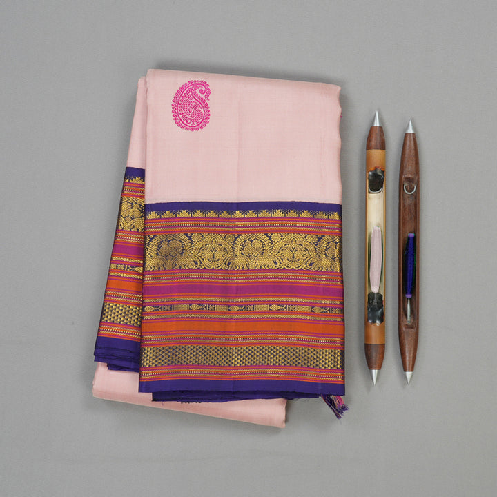 Hayagrivas Handloom Pure Kanjivaram Silk Saree in Soft Baby Pink KBD1848B1-1