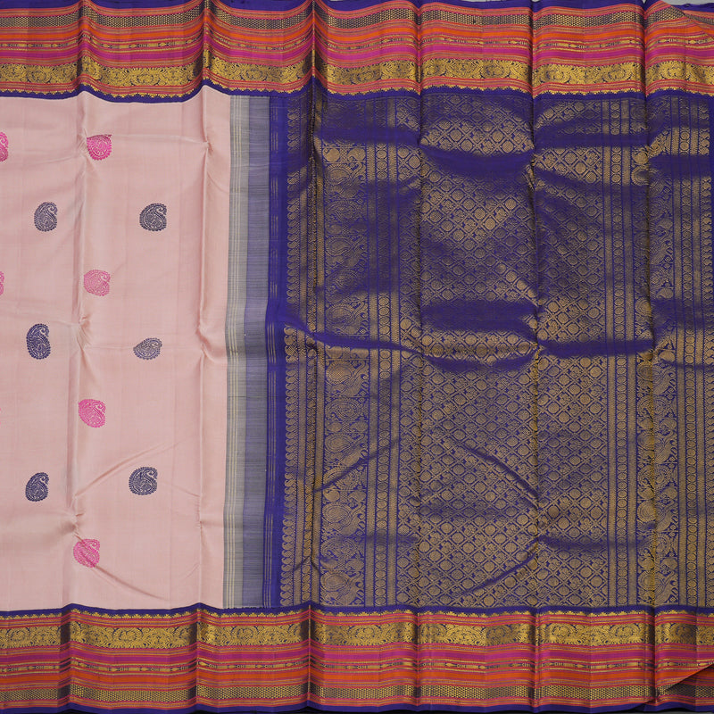 Hayagrivas Handloom Pure Kanjivaram Silk Saree in Soft Baby Pink KBD1848B1-1