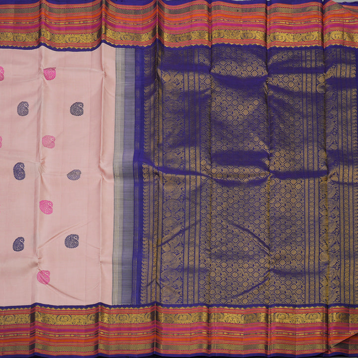 Hayagrivas Handloom Pure Kanjivaram Silk Saree in Soft Baby Pink KBD1848B1-1