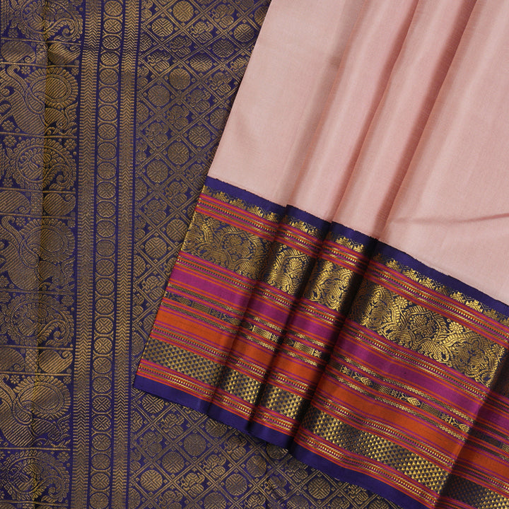 Hayagrivas Handloom Pure Kanjivaram Silk Saree in Soft Baby Pink KBD1848B1-1