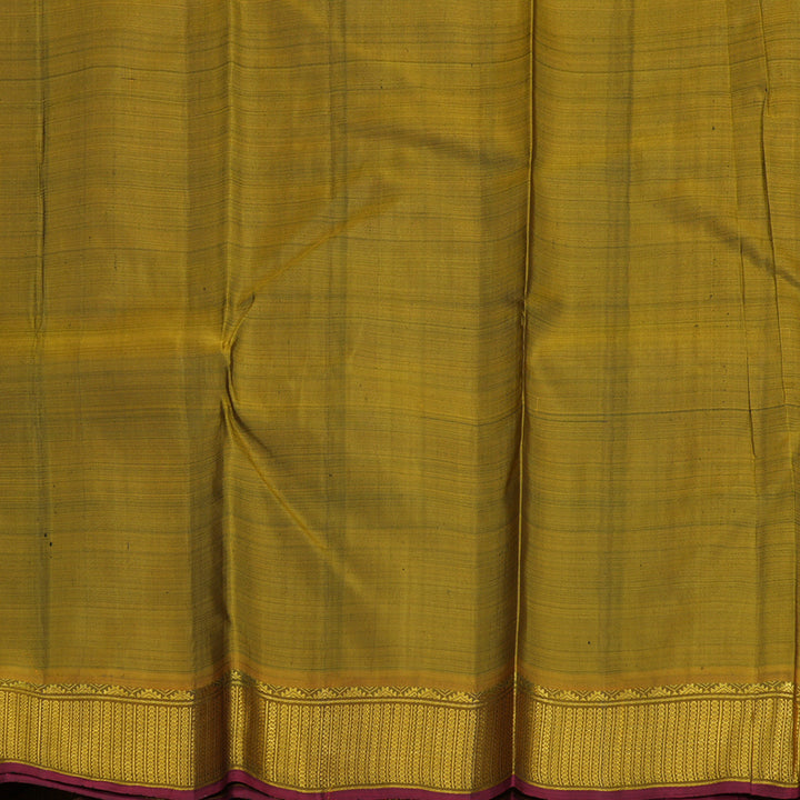 Hayagrivas Handloom Bottle Green & Black Muted Checks Kanjivaram Silk Saree with Sampanga Green Border KBD1848B3-2