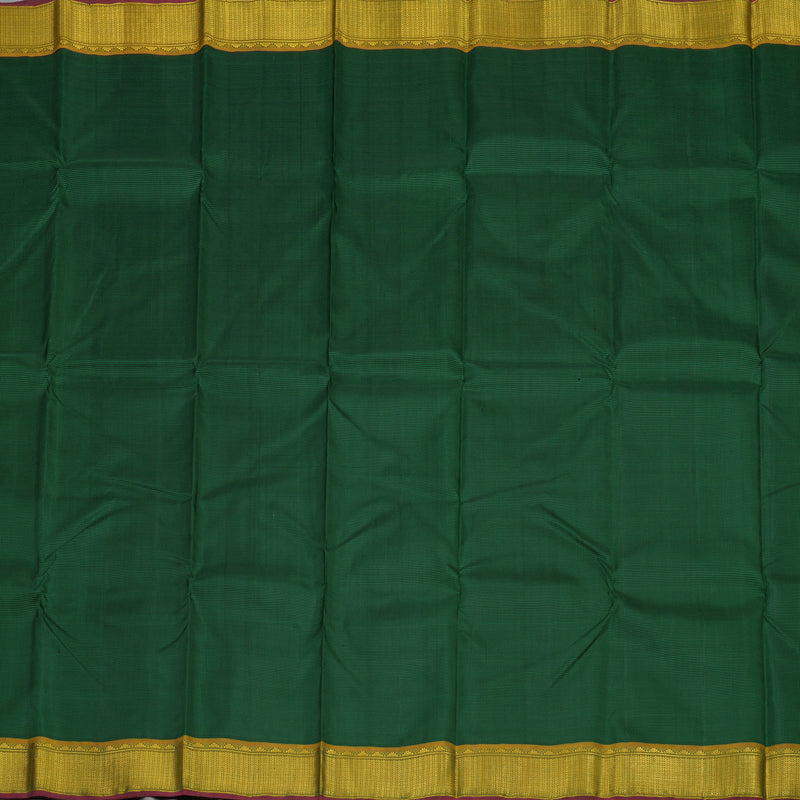 Hayagrivas Handloom Bottle Green & Black Muted Checks Kanjivaram Silk Saree with Sampanga Green Border KBD1848B3-2