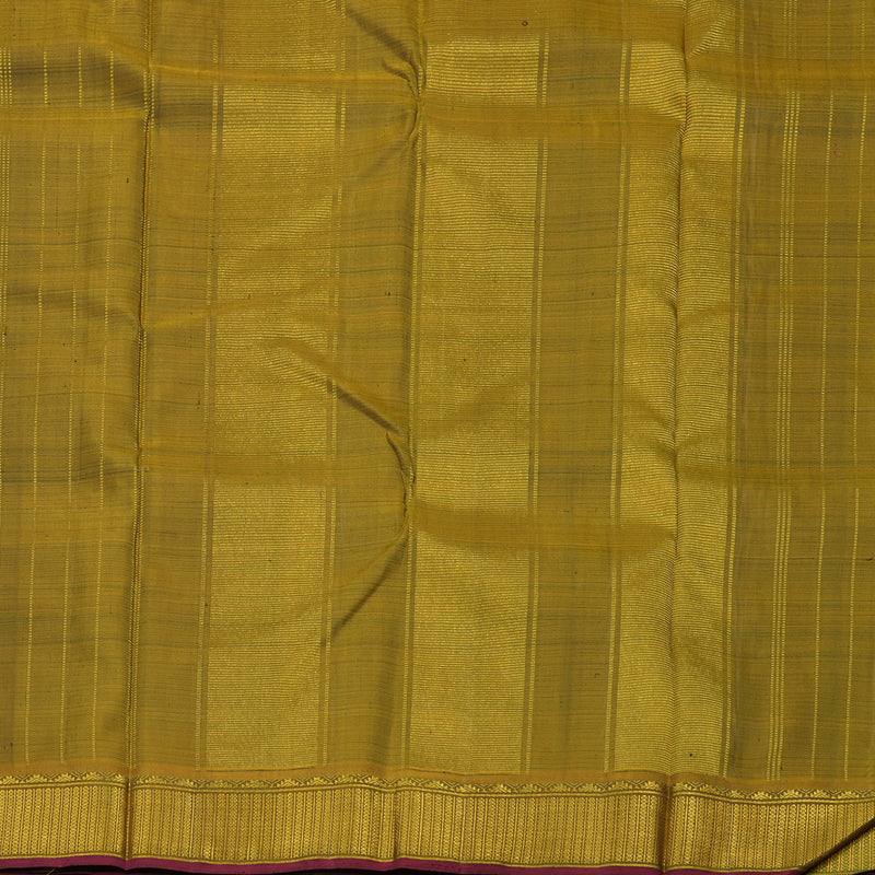 Hayagrivas Handloom Bottle Green & Black Muted Checks Kanjivaram Silk Saree with Sampanga Green Border KBD1848B3-2