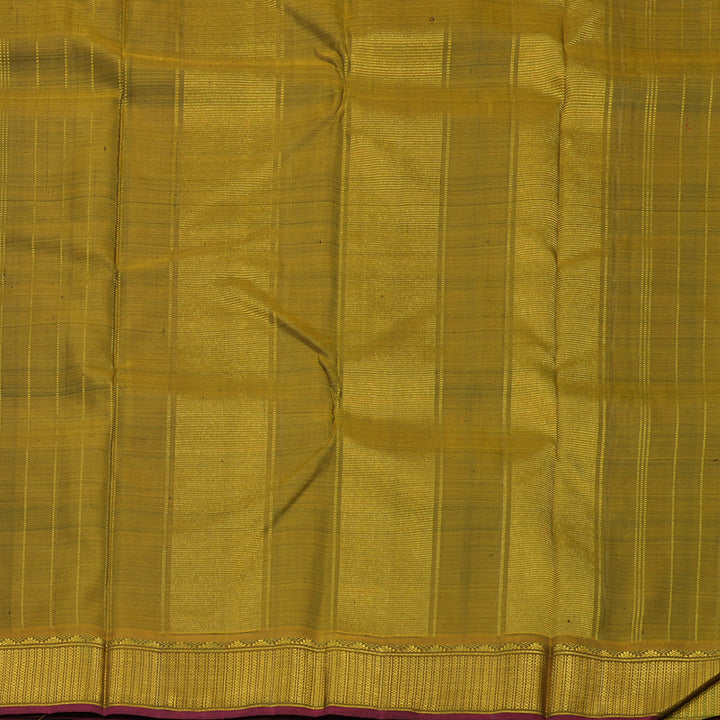 Hayagrivas Handloom Bottle Green & Black Muted Checks Kanjivaram Silk Saree with Sampanga Green Border KBD1848B3-2