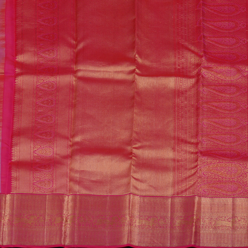 Hayagrivas Lavender Handloom Kanjivaram Silk Saree with Reddish Pink Border KBD1851B2-1