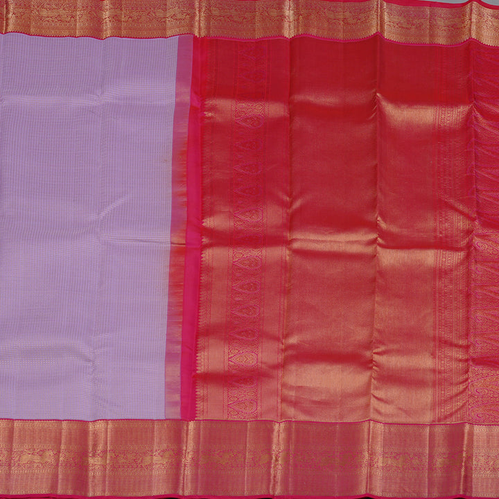 Hayagrivas Lavender Handloom Kanjivaram Silk Saree with Reddish Pink Border KBD1851B2-1