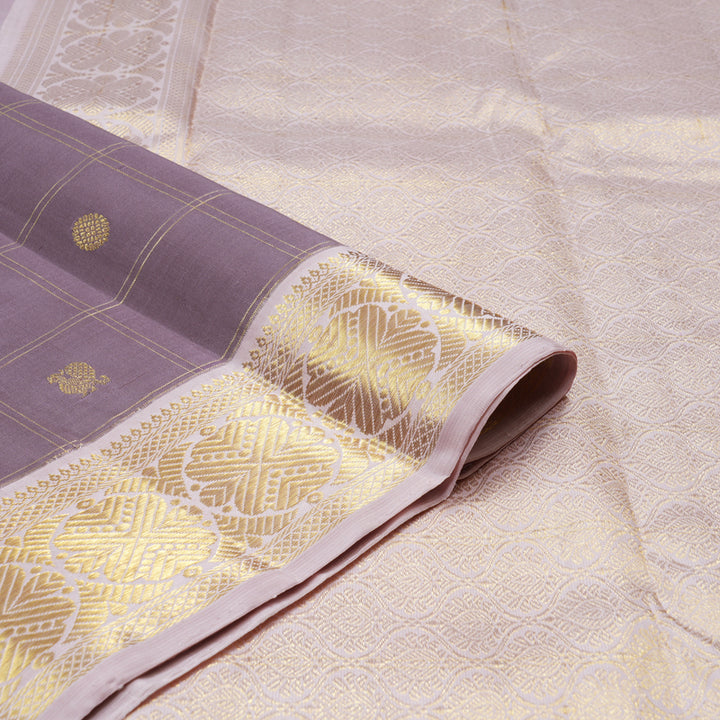 Hayagrivas Handloom Kanjivaram Silk Saree in Chic Ash Grey KBD1852B3-1