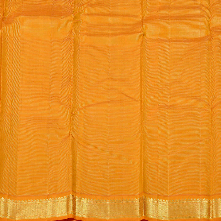 Hayagrivas Bottle Green Handloom Kanjivaram Silk Saree with Mango Yellow Border KBD1852B4-1