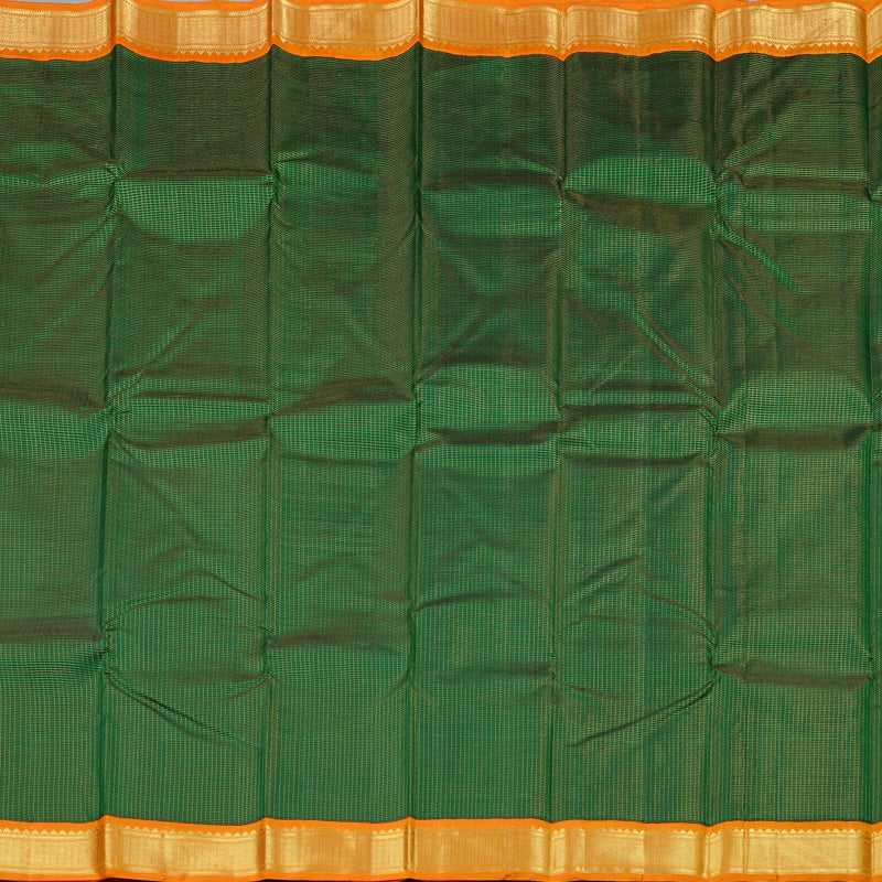 Hayagrivas Bottle Green Handloom Kanjivaram Silk Saree with Mango Yellow Border KBD1852B4-1