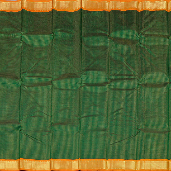Hayagrivas Bottle Green Handloom Kanjivaram Silk Saree with Mango Yellow Border KBD1852B4-1