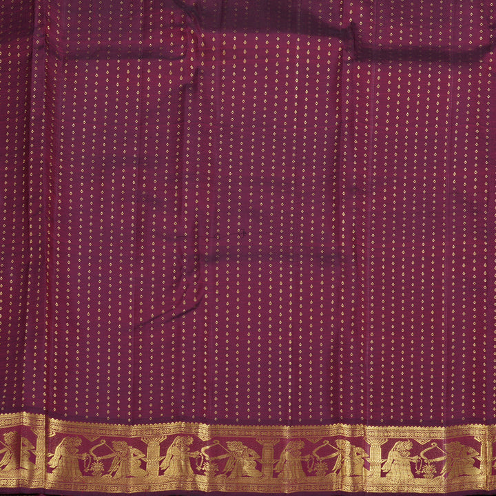 Hayagrivas Mubagam(Green,Pink And Yellow) Handloom Kanjivaram Silk Saree with Wine Maroon Border KBD1852B5-1