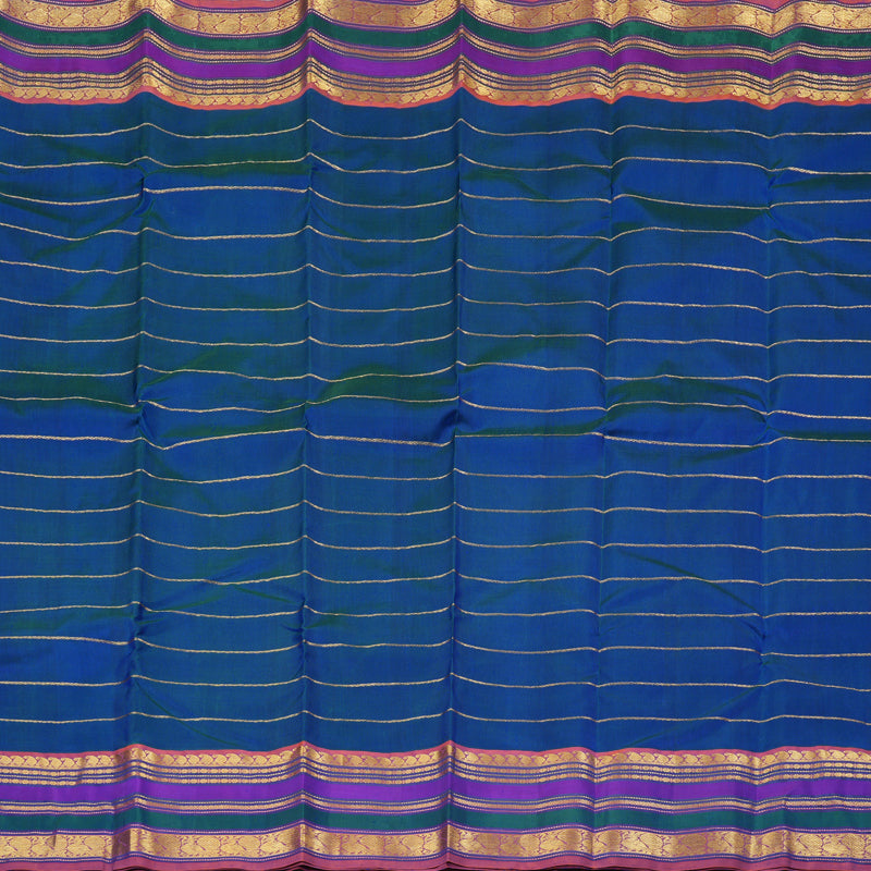 Hayagrivas Handloom Kanjivaram Silk Saree in Majestic Peacock Blue KBD1853B11-1