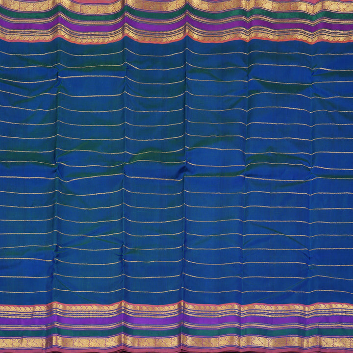 Hayagrivas Handloom Kanjivaram Silk Saree in Majestic Peacock Blue KBD1853B11-1
