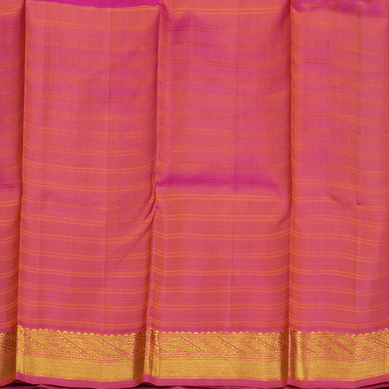 Hayagrivas Handloom Fluorescent Green Kanjivaram Silk Saree with Golden Pink Border KBD1853B12-1