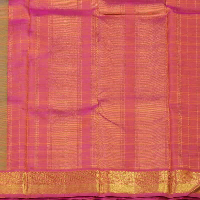 Hayagrivas Handloom Fluorescent Green Kanjivaram Silk Saree with Golden Pink Border KBD1853B12-1