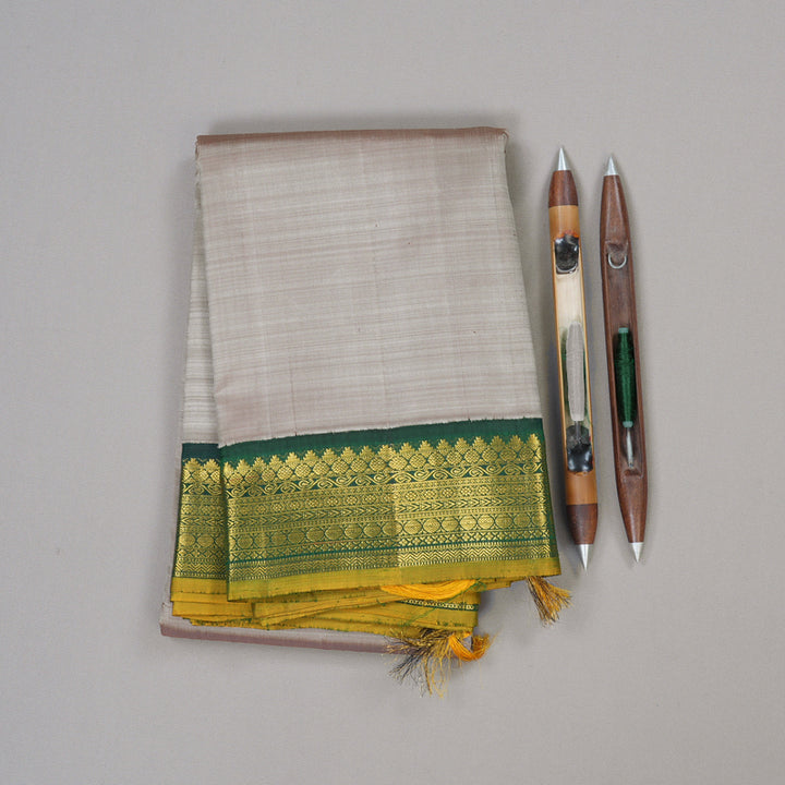 Hayagrivas Handloom Kanjivaram Silk Saree in Soothing Grey KBD1853B4-1