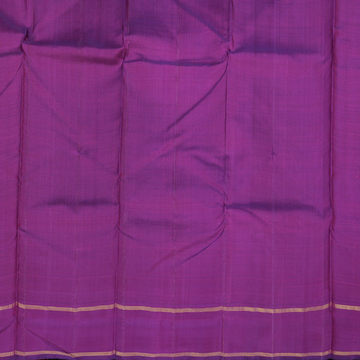 Hayagrivas Silver Grey Handloom Kanjivaram Silk Saree with Purple Border KBD1853B7-1