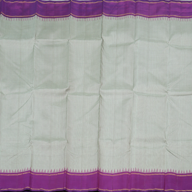 Hayagrivas Silver Grey Handloom Kanjivaram Silk Saree with Purple Border KBD1853B7-1